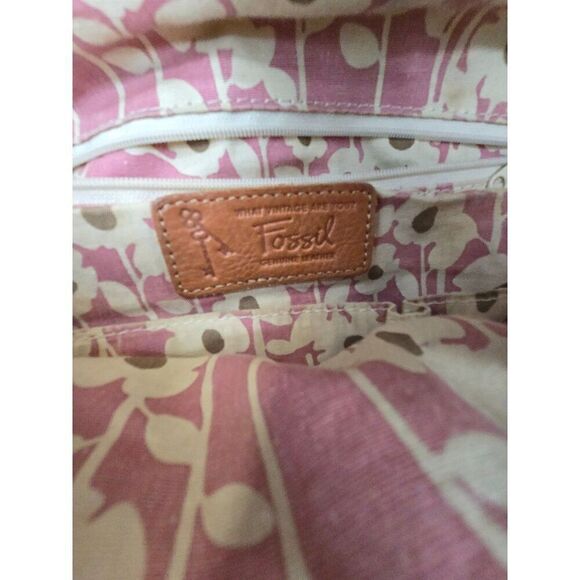 Fossil Multicolor Polka Dot Canvas Crossbody Bag W Floral Interior & Adjustable - Picture 3 of 5